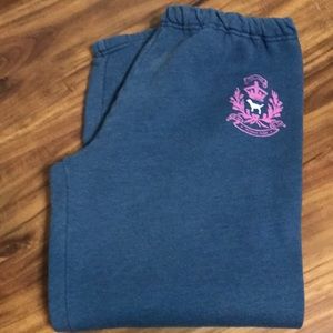 Pink quarter length sweats with elastic ankle